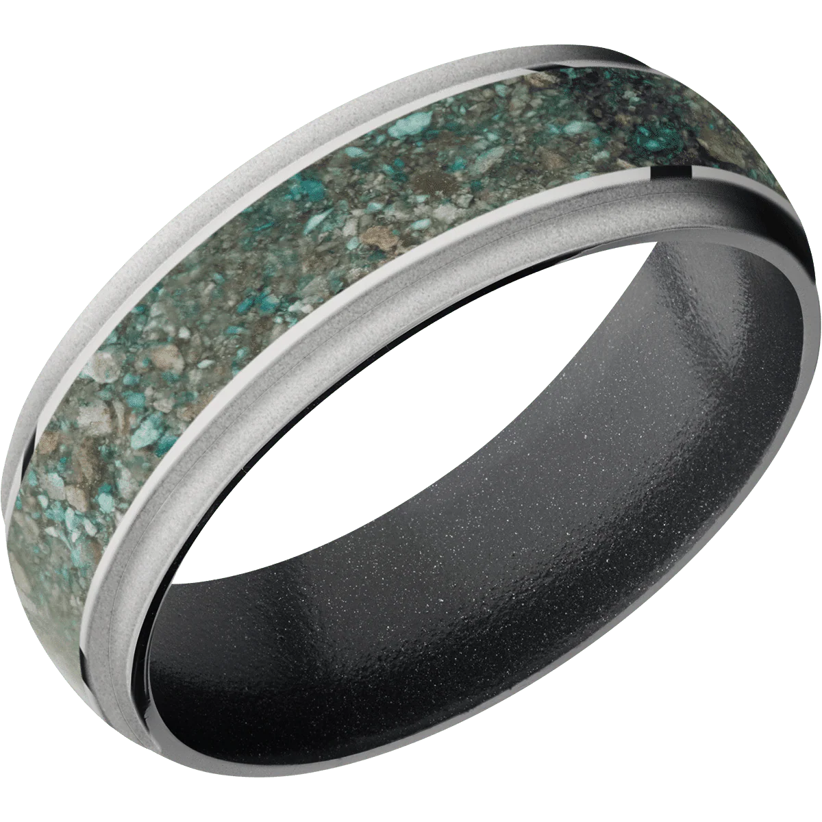14K White Gold + Polish , Bead Finish + Dark Grey - Image 2