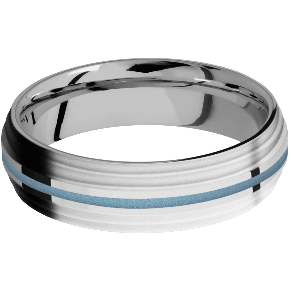 14K White Gold + Polish , Bead Finish + Titanium - Image 3