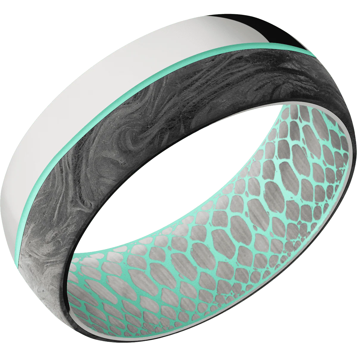 14K White Gold + Polish Finish + Robins Egg Blue - Image 2