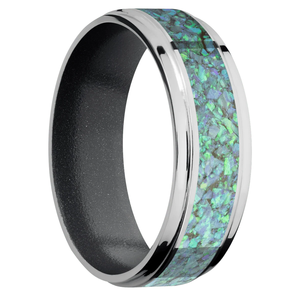 14K White Gold + Polish , Polish Finish + Dark Grey