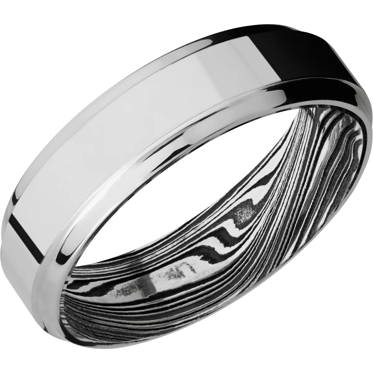 14K White Gold + Polish , Polish Finish + Marble - Image 2
