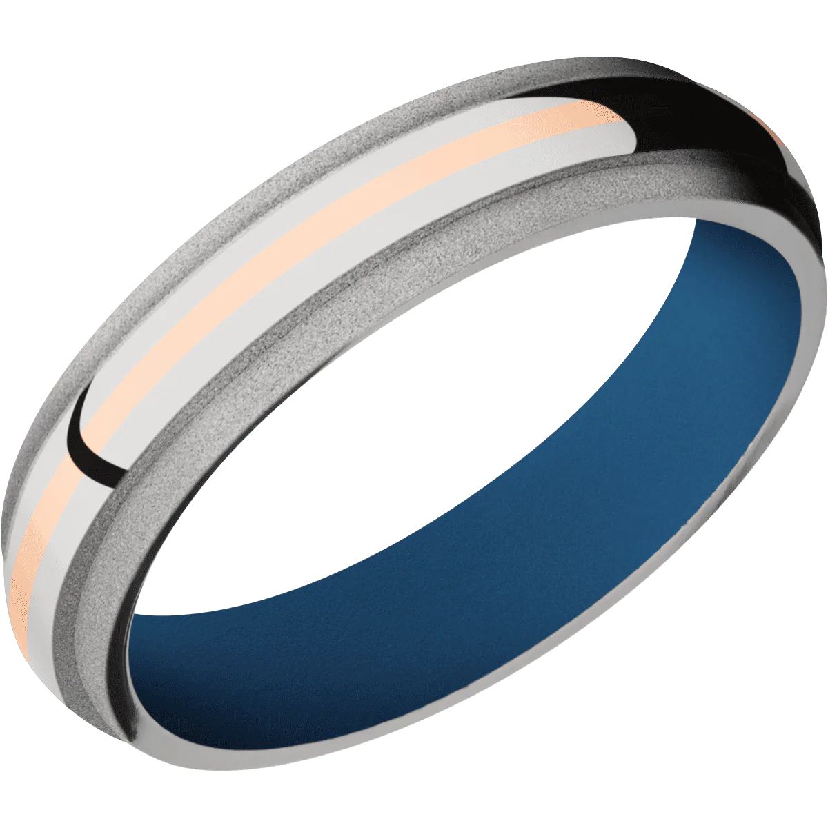 14K White Gold + Polish , Sand Finish + Ridgeway Blue - Image 2