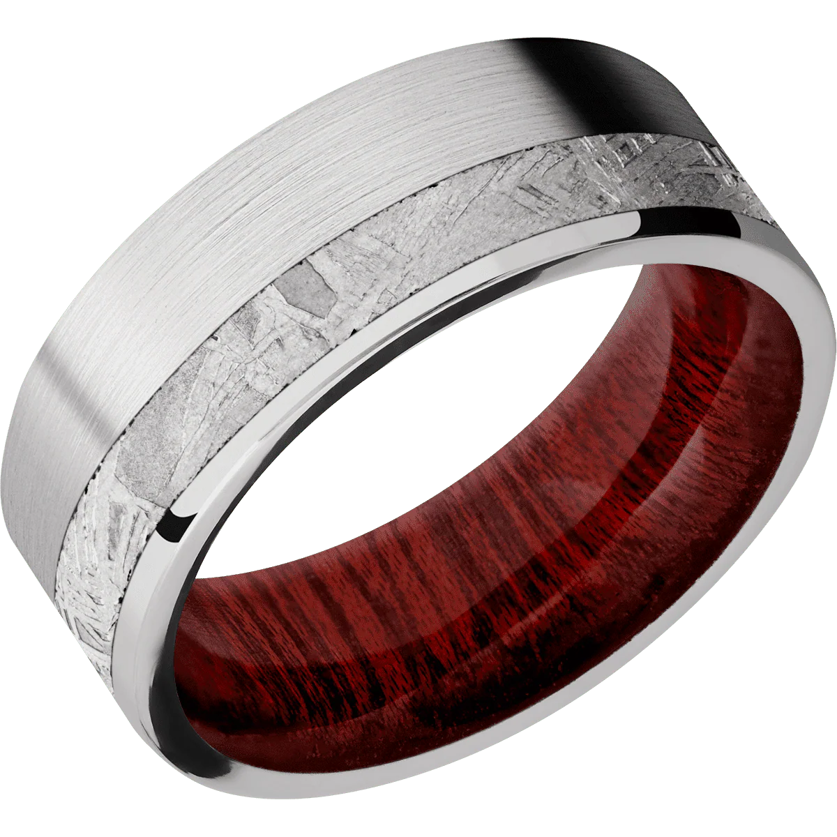 14K White Gold + Satin , Polish Finish + Blood Wood - Image 2