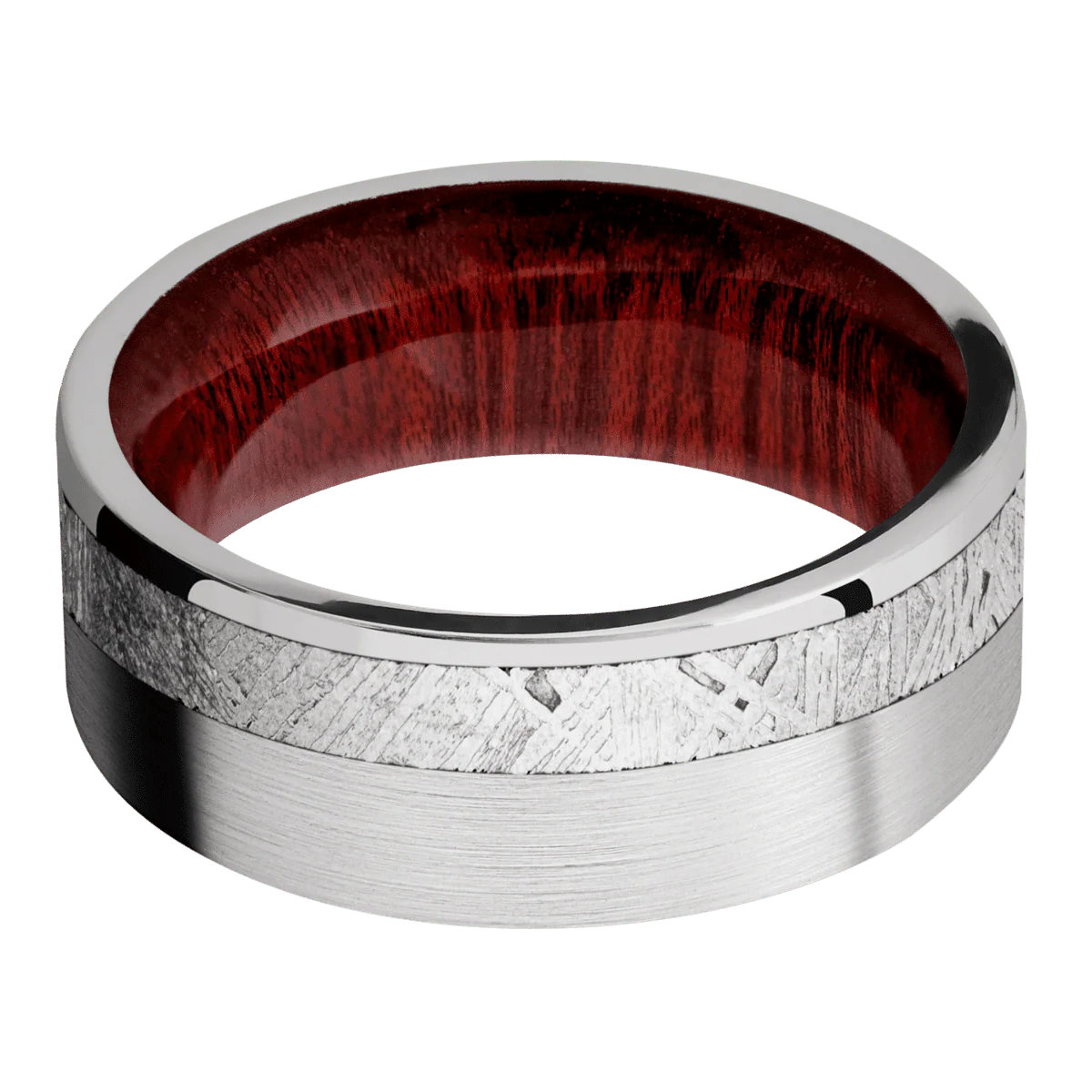 14K White Gold + Satin , Polish Finish + Blood Wood - Image 3