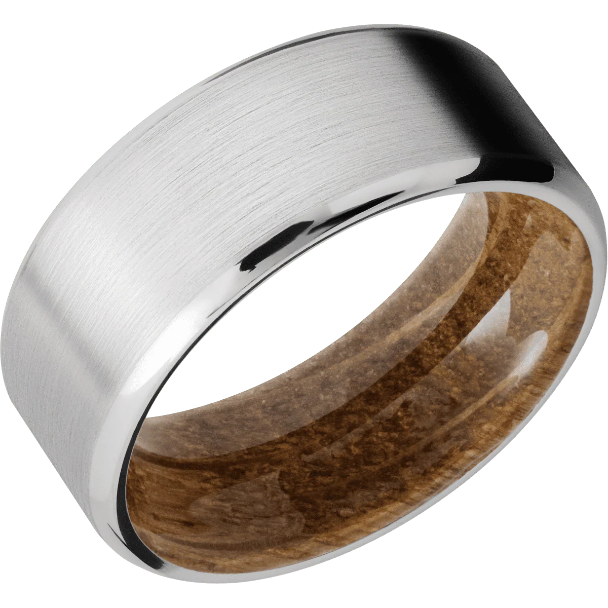 14K White Gold + Satin , Polish Finish + Whiskey Barrel - Image 2