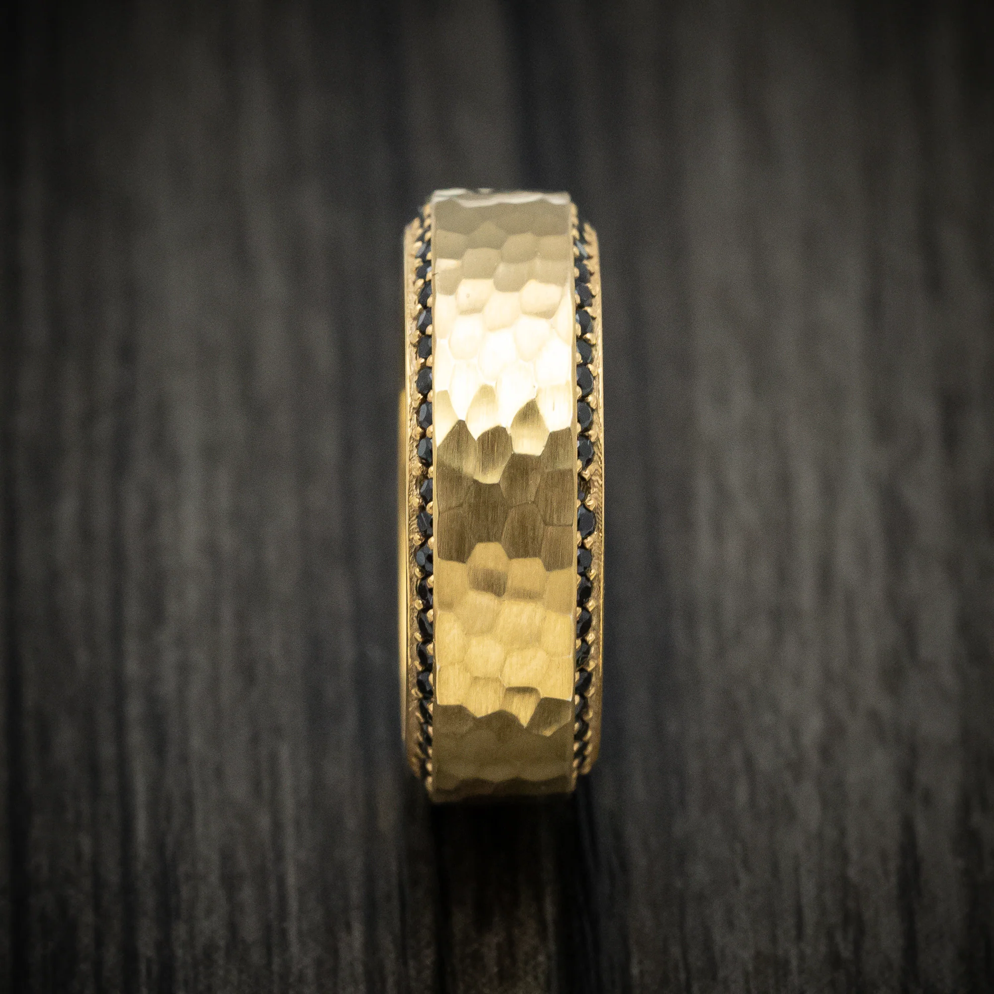 Yellow Gold and Eternity Black Diamond Men's Ring - Image 3