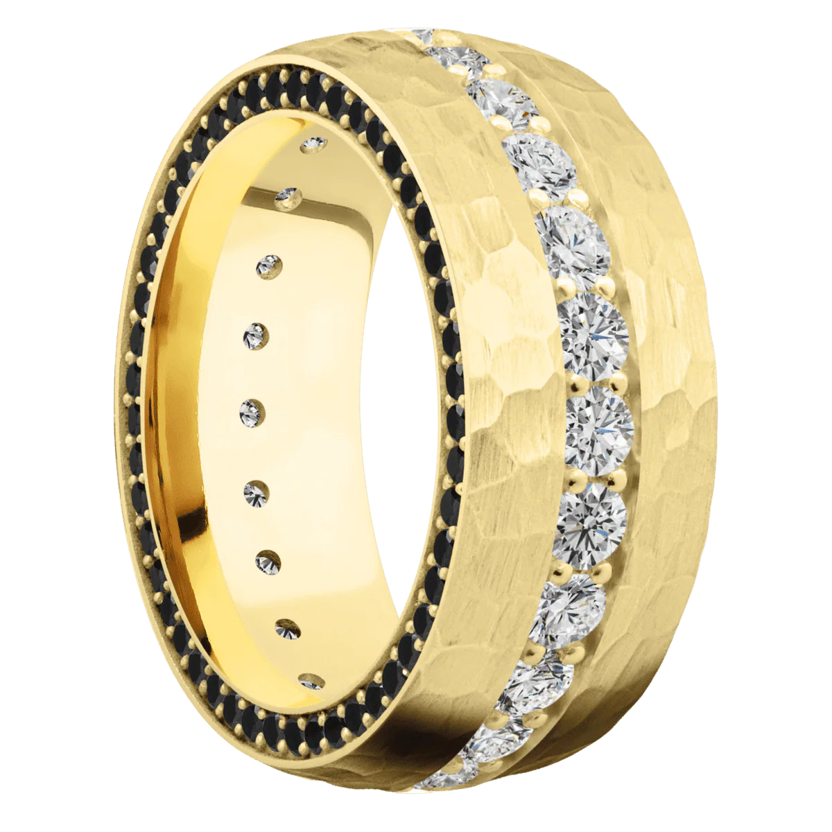 14K Yellow Gold + Hammer Finish