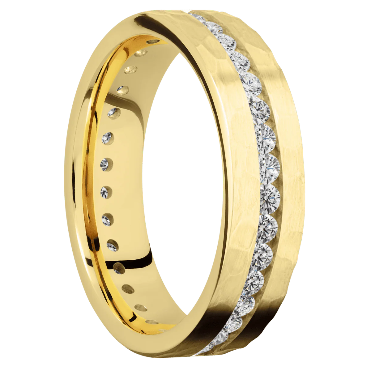 14K Yellow Gold + Hammer Finish