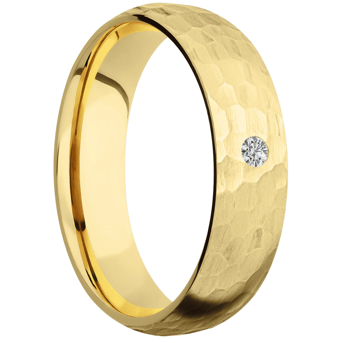 14K Yellow Gold + Hammer Finish