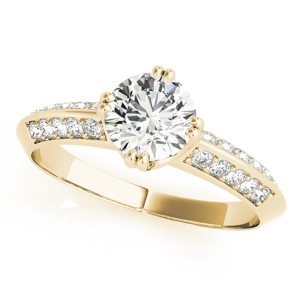 14K Yellow Gold Pave Diamond Engagement Ring