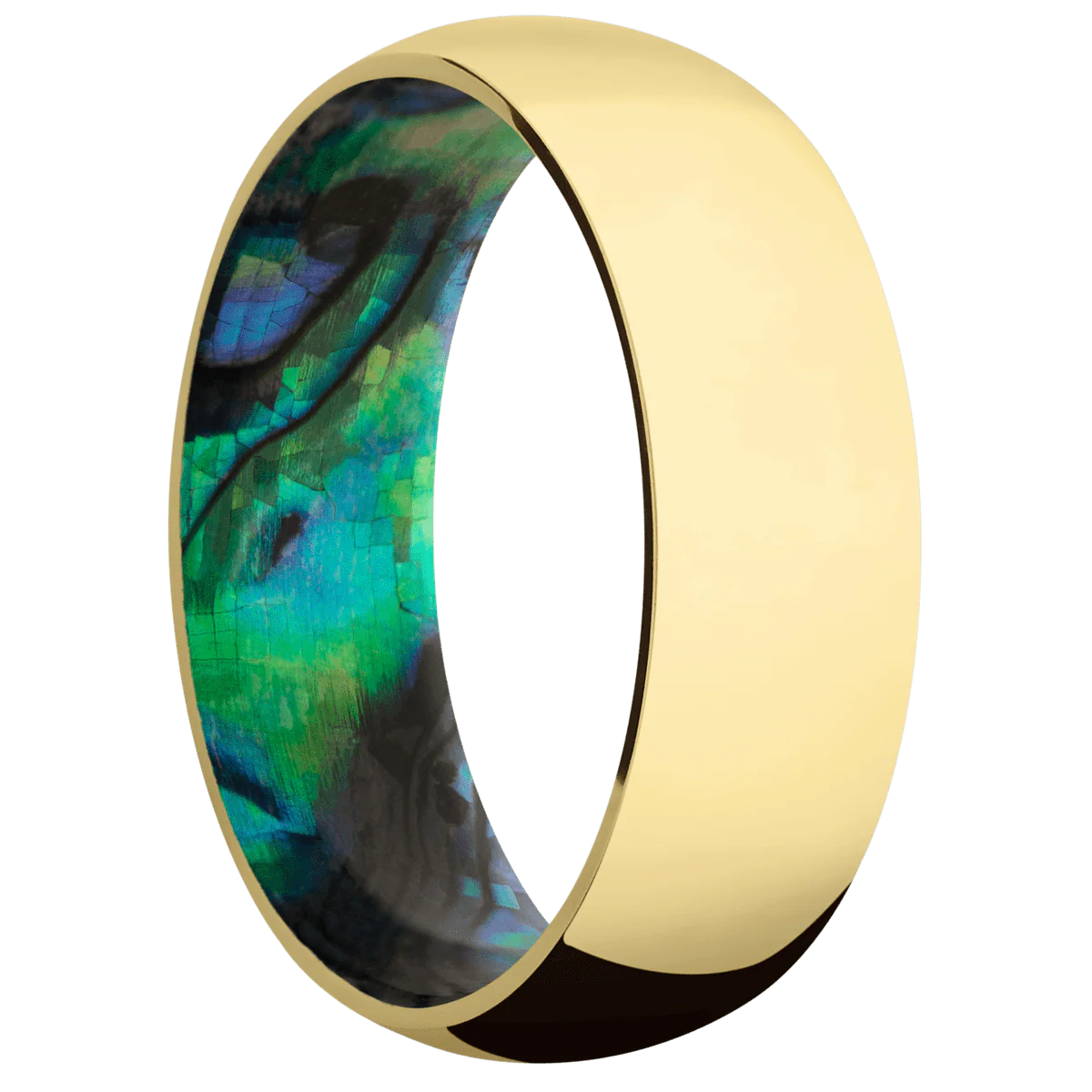 14K Yellow Gold + Polish Finish + Abalone