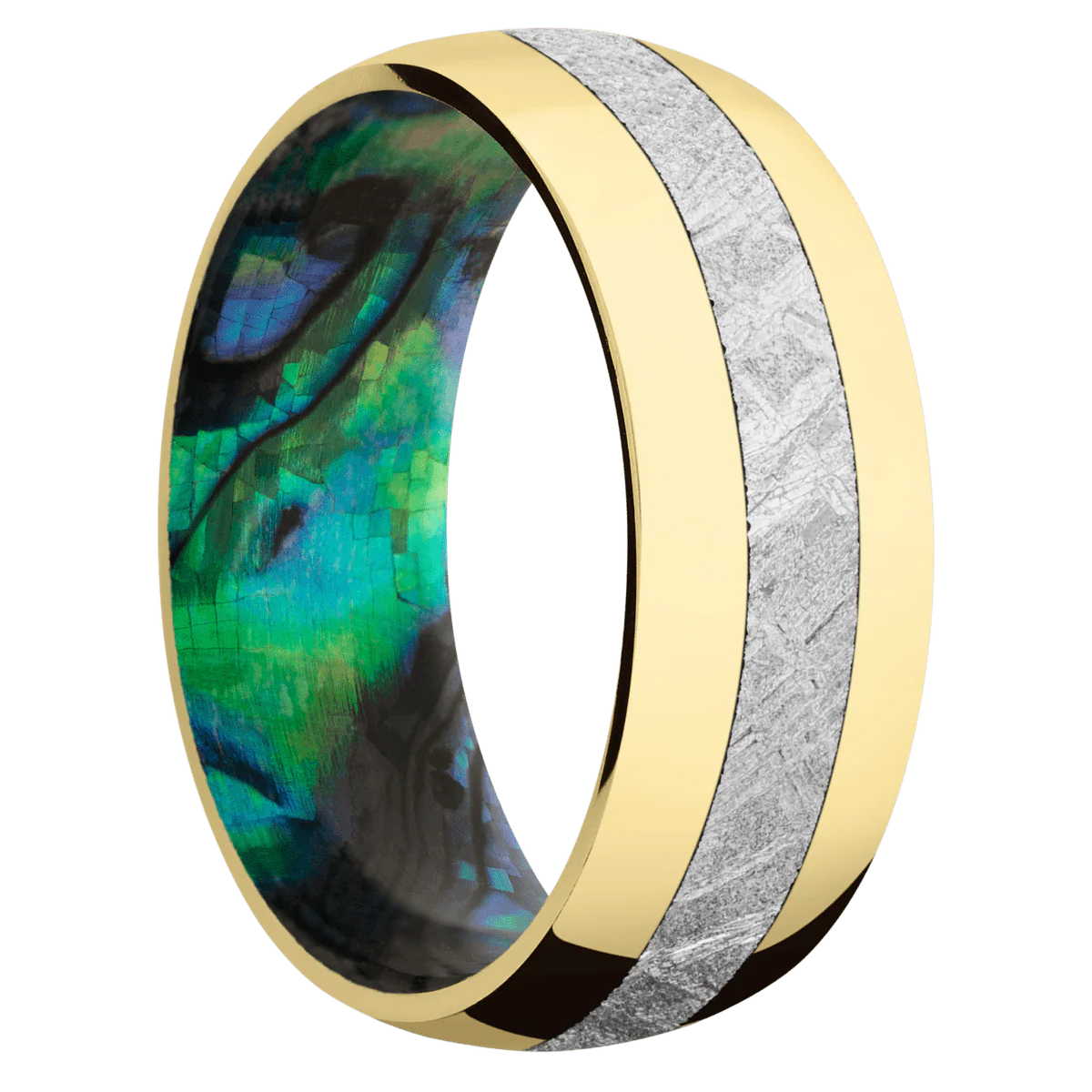 14K Yellow Gold + Polish Finish + Abalone