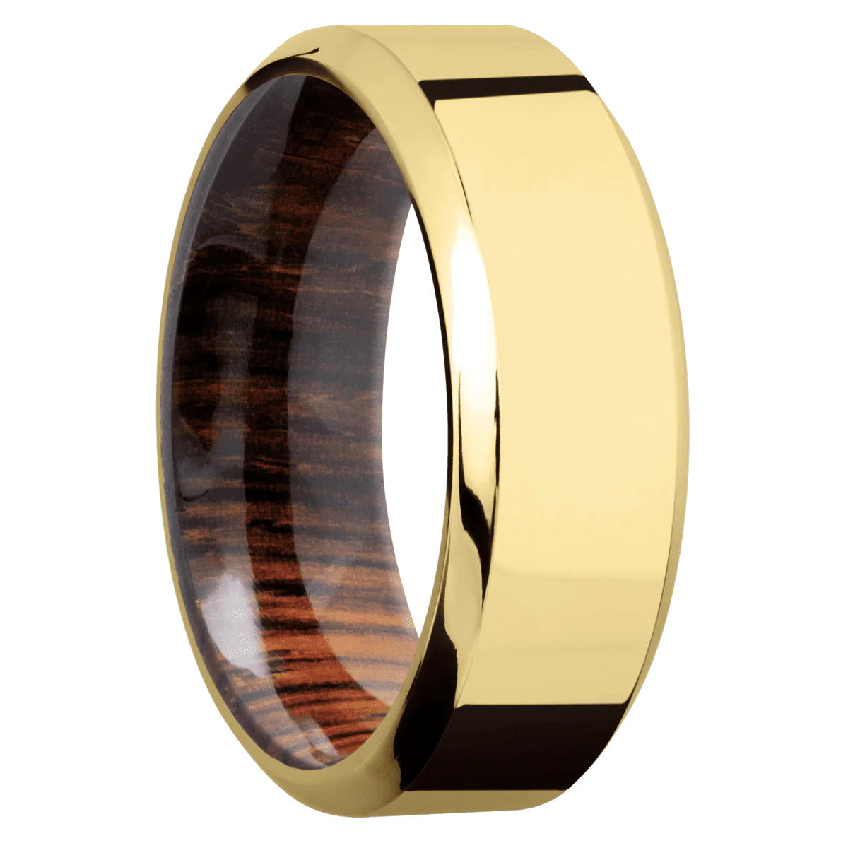 14K Yellow Gold + Polish , Polish Finish + Cocobolo