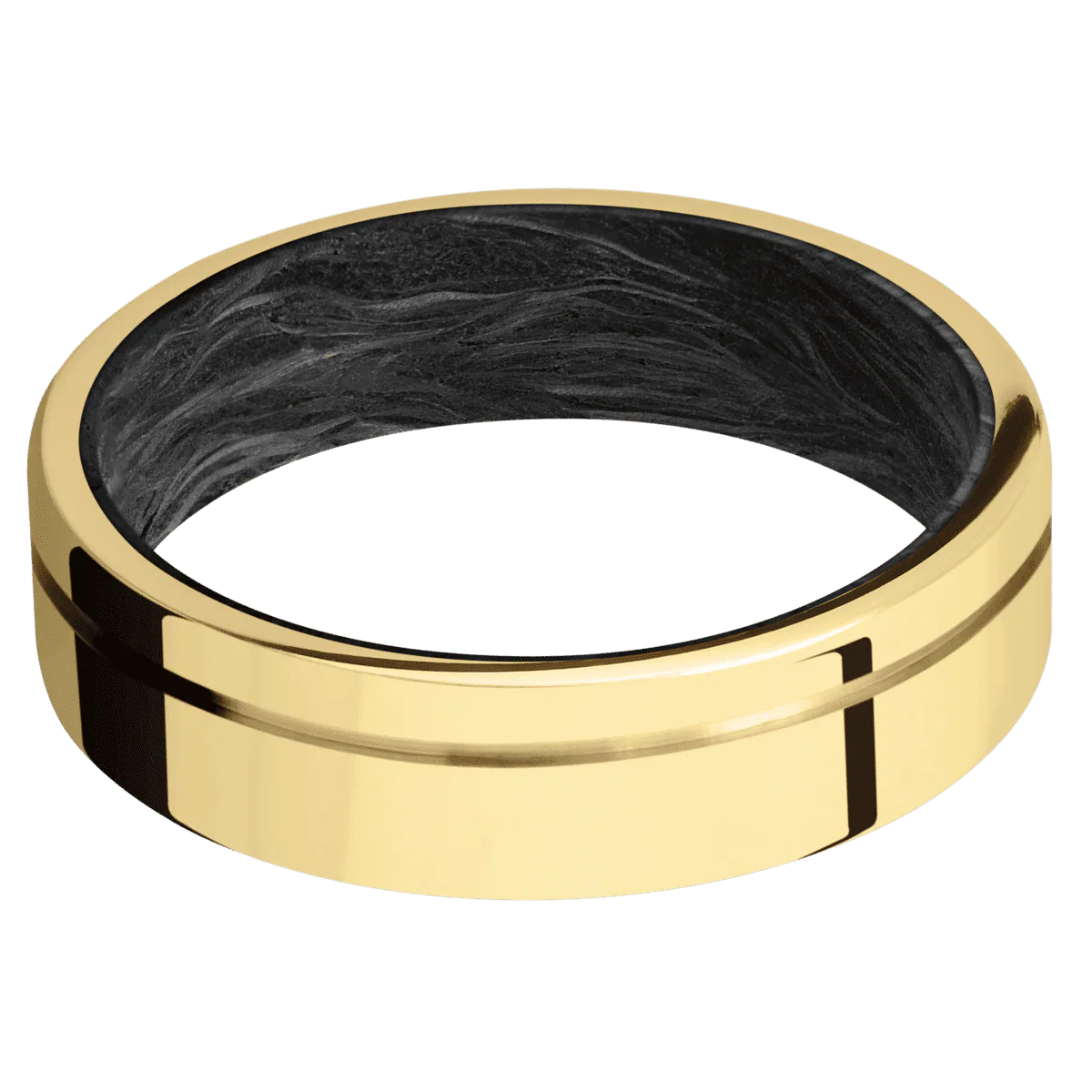 14K Yellow Gold + Polish , Polish Finish + Forged Carbon Fiber - Image 3