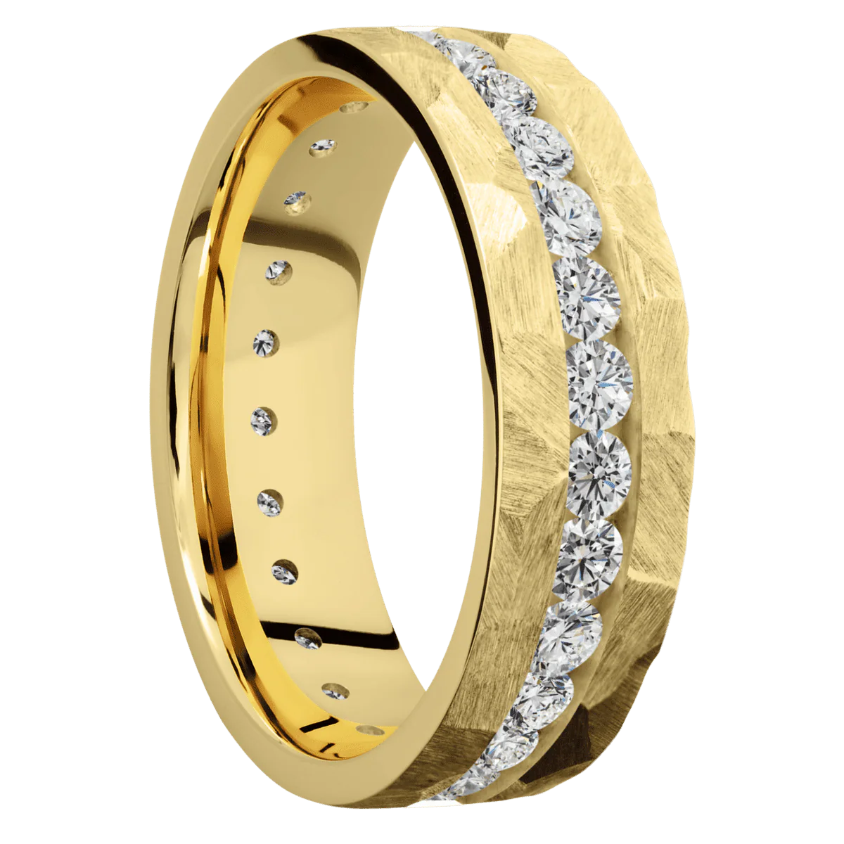 14K Yellow Gold + Rock Finish
