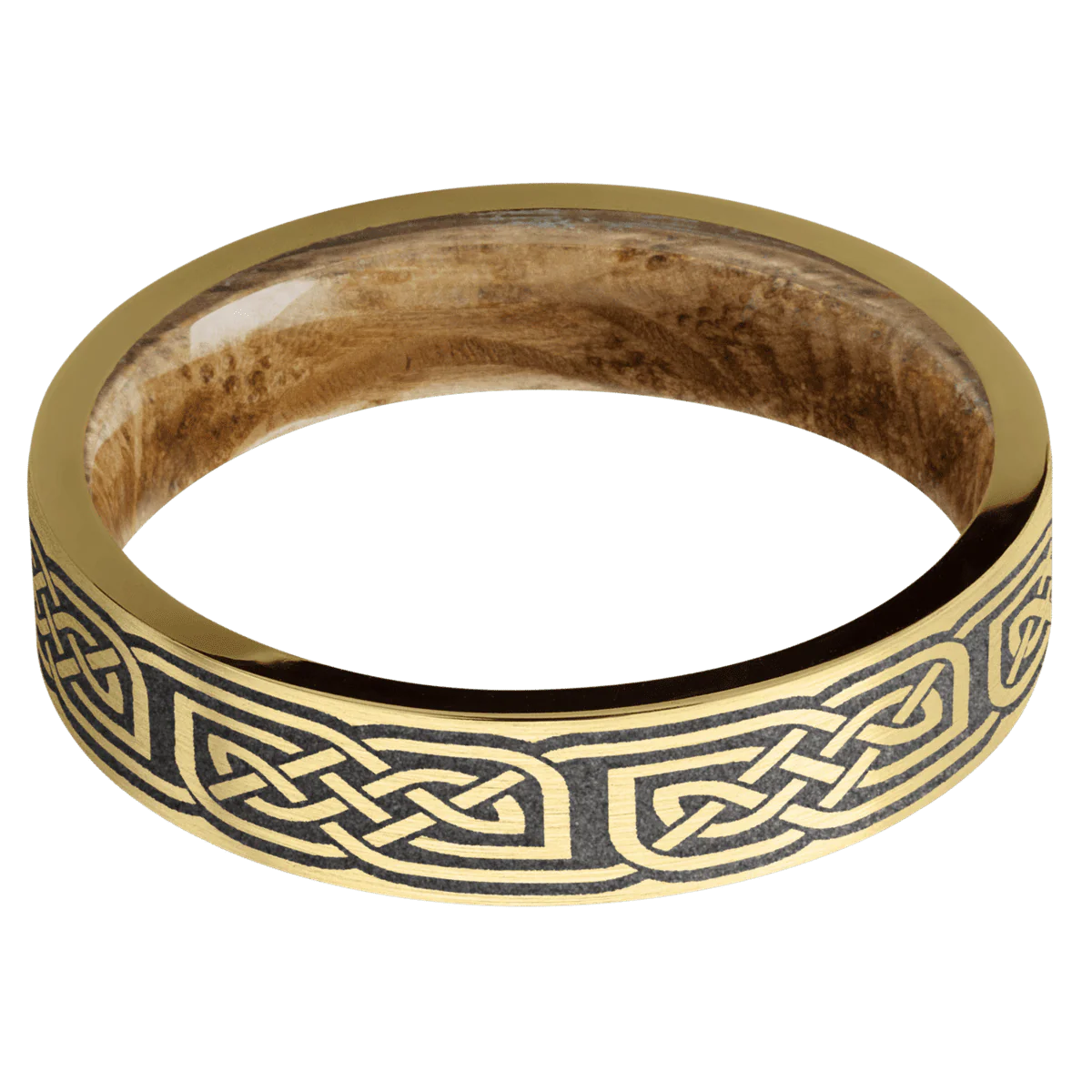 14K Yellow Gold + Satin Finish + Whiskey Barrel - Image 3