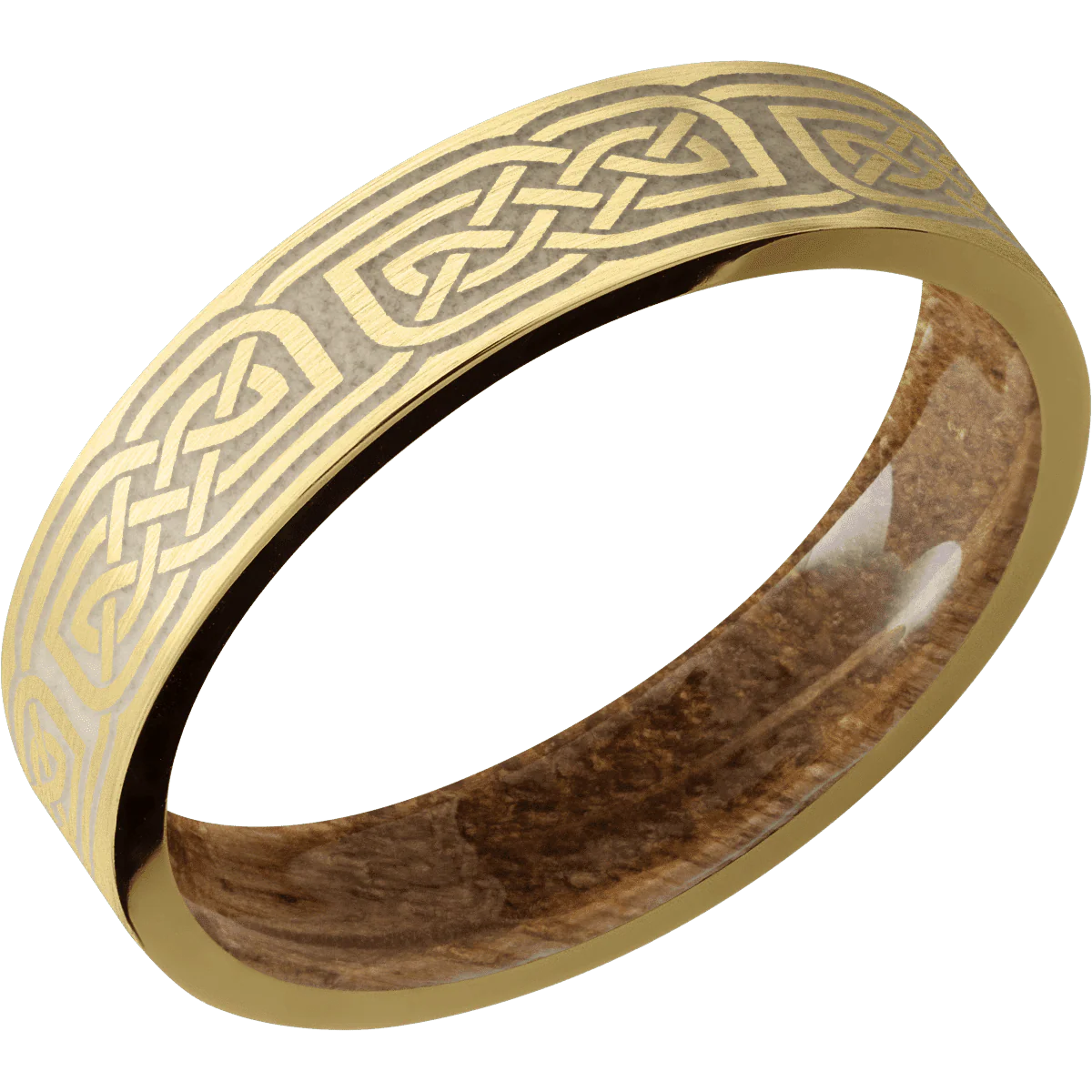 14K Yellow Gold + Satin Finish + Whiskey Barrel - Image 2