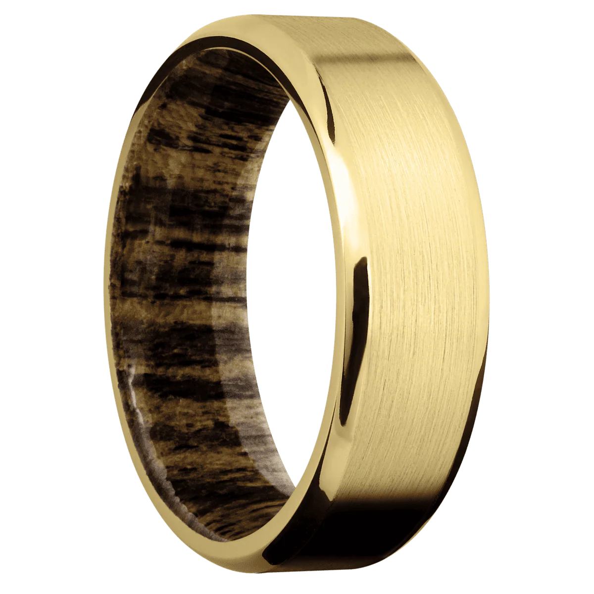 14K Yellow Gold + Satin , Polish Finish + Bocote