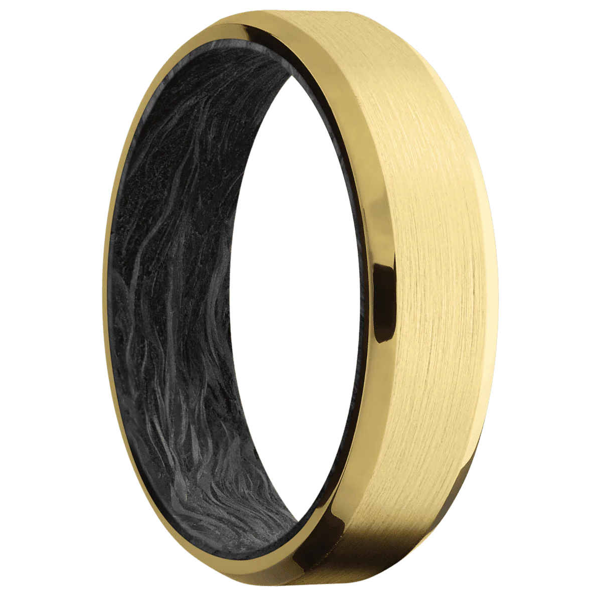 14K Yellow Gold + Satin , Polish Finish + Forged Carbon Fiber