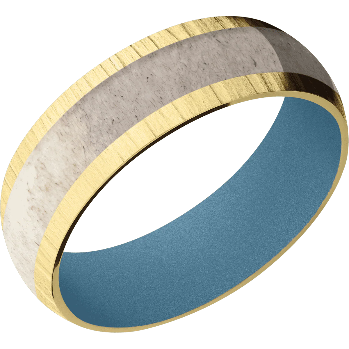 14K Yellow Gold + Treebark1 Finish + Polar Blue - Image 2