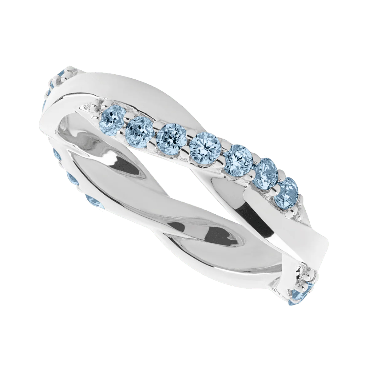 18K White Gold band with 21 Round Aqua Diamond having TCW-3 - Image 3