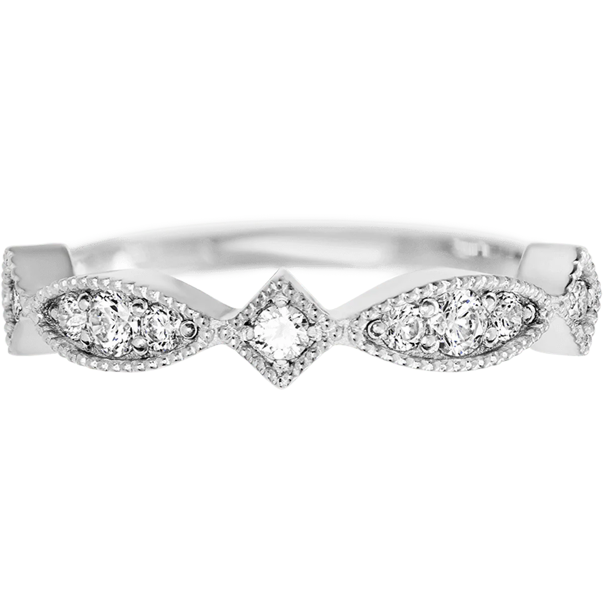 18K White Gold band with 3 Round, 2 Round and 4 Round Lab Grown Diamond having TCW-.27 - Image 2