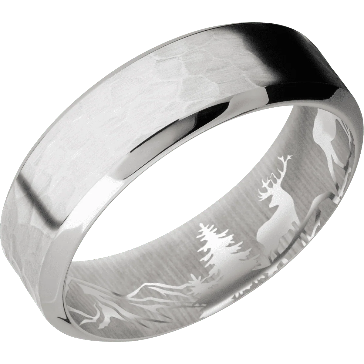 18K White Gold + Hammer , Polish Finish - Image 2