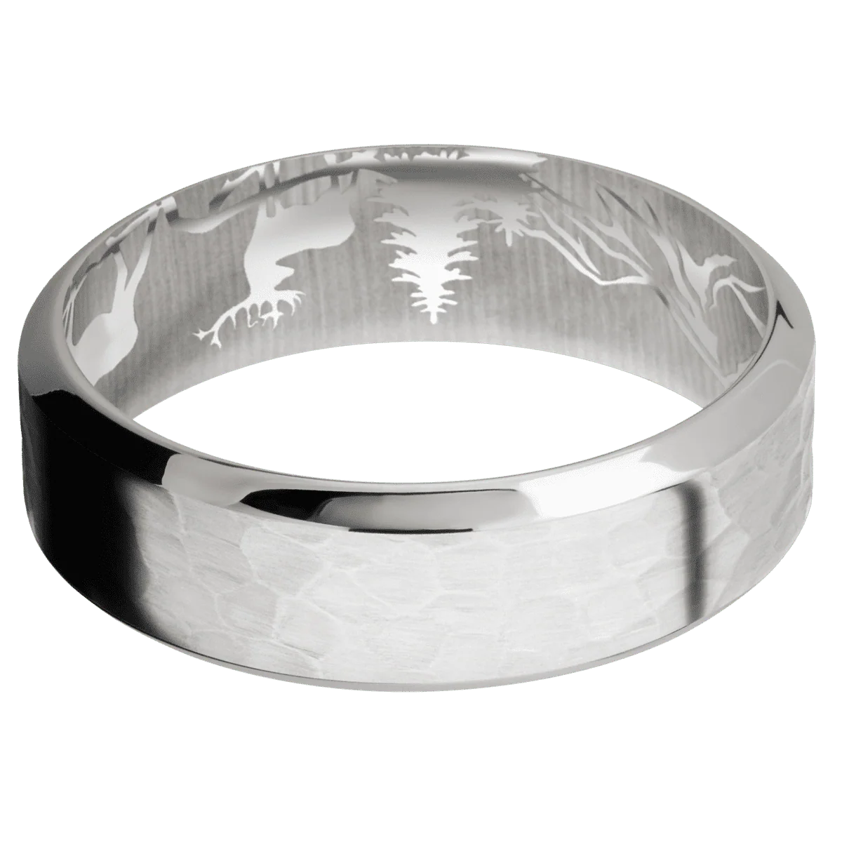 18K White Gold + Hammer , Polish Finish - Image 3