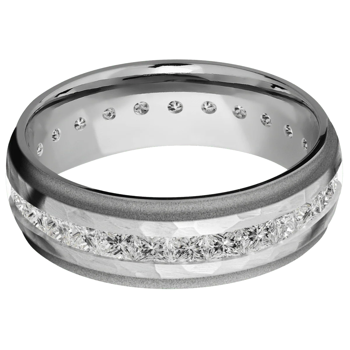 18K White Gold + Hammer , Sand Finish - Image 3