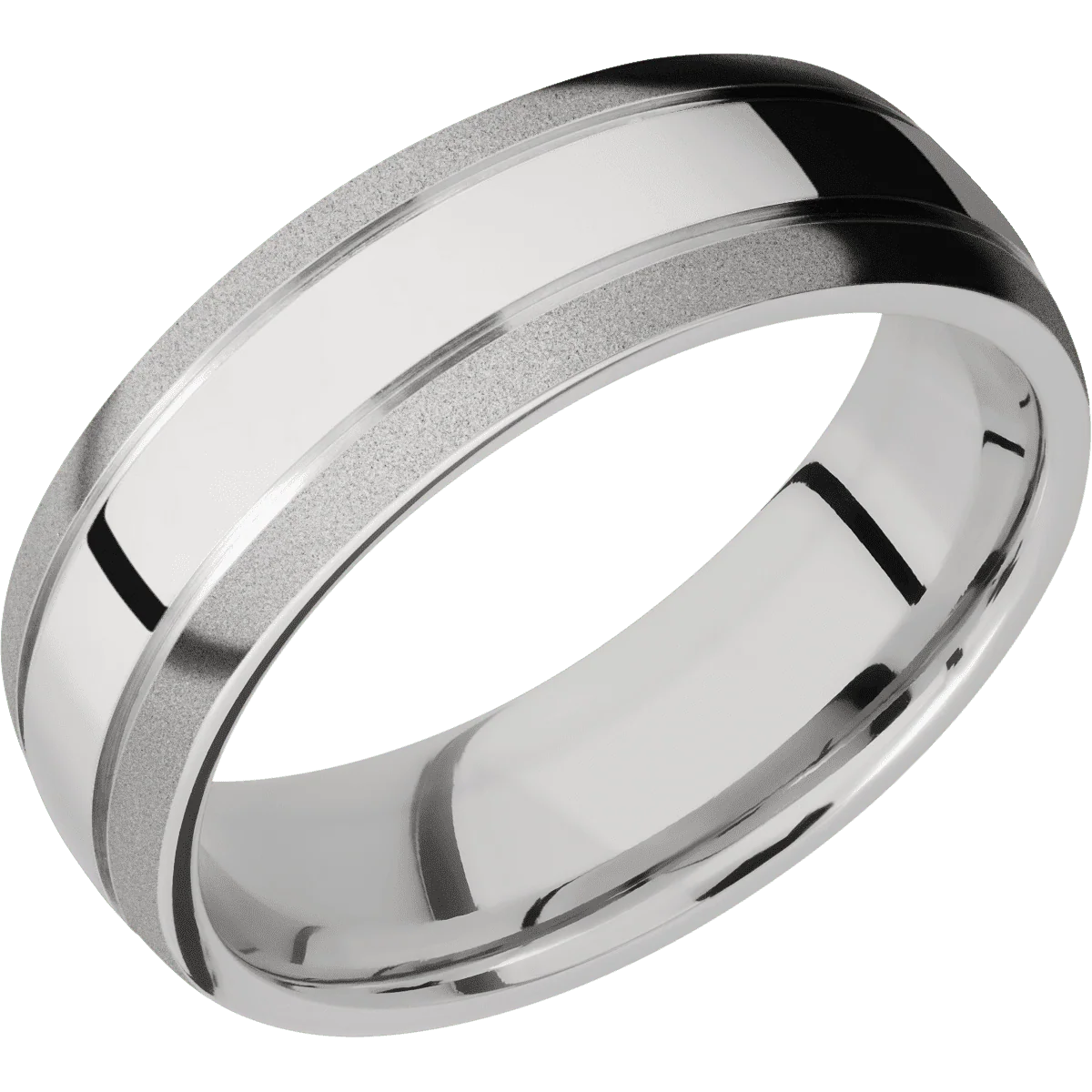 18K White Gold + Polish , Sand Finish - Image 2