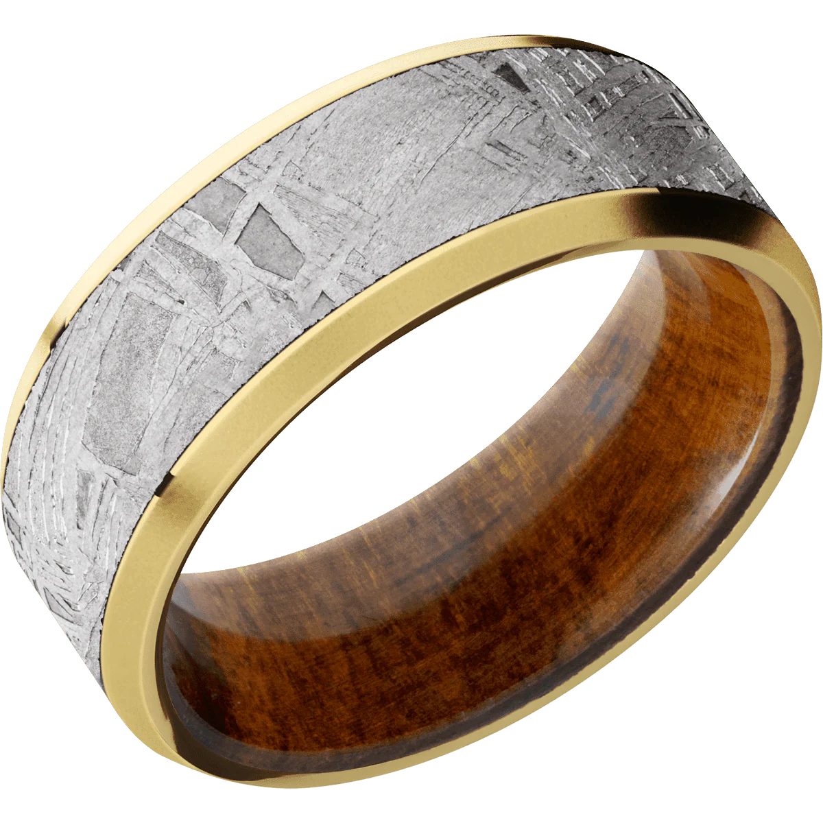 18K Yellow Gold + Polish , Bead Finish + Desert Iron Wood - Image 2