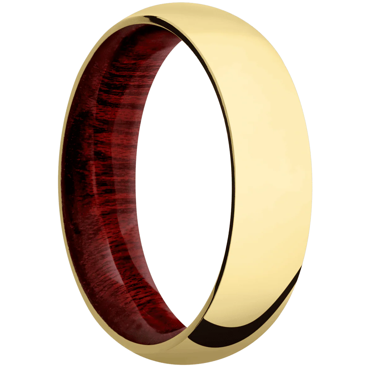 18K Yellow Gold + Polish Finish + Blood Wood