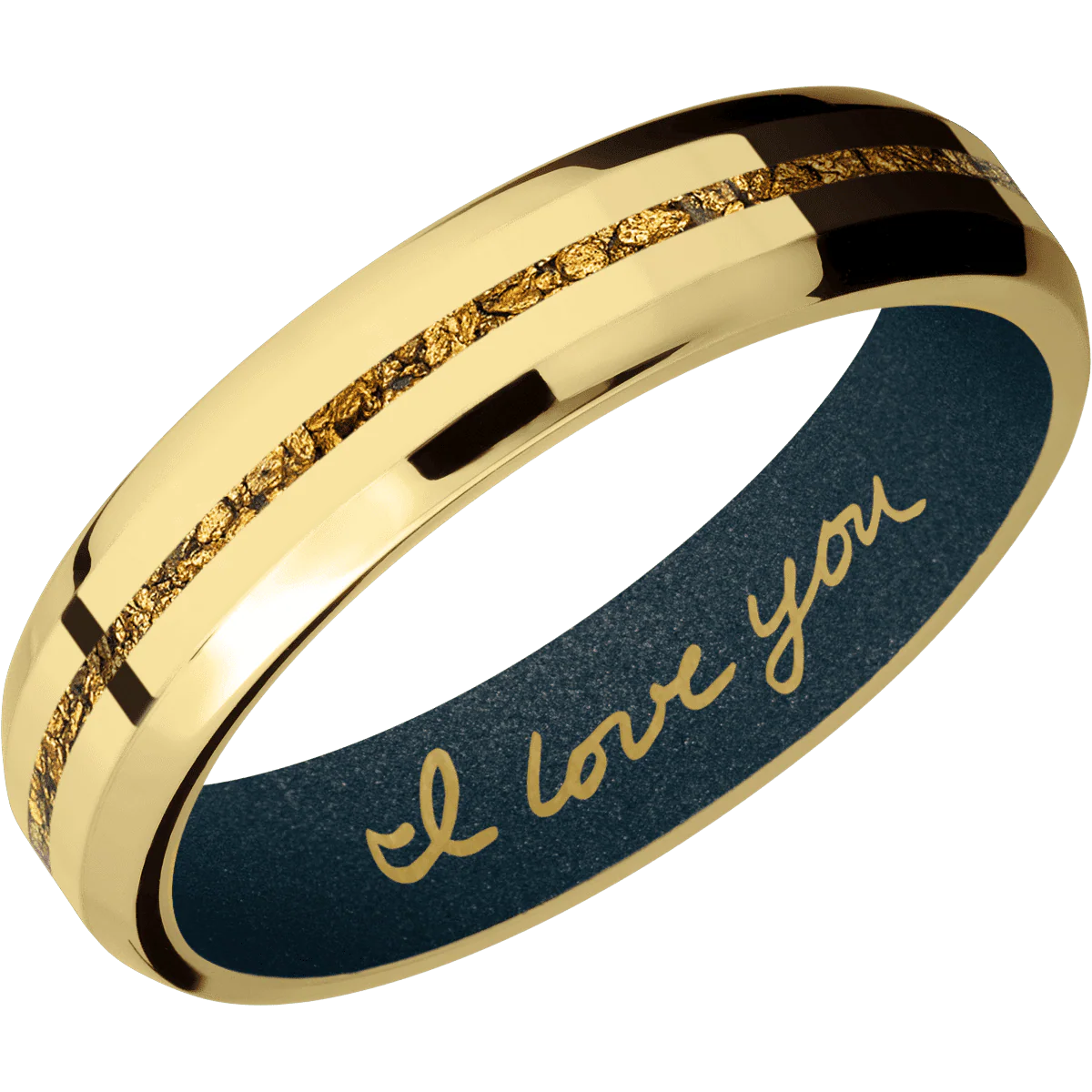 18K Yellow Gold + Polish , Polish Finish + Blue Titanium - Image 2