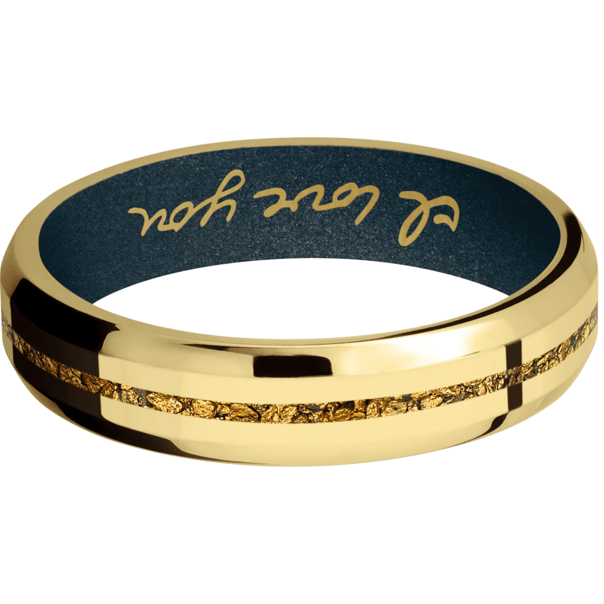 18K Yellow Gold + Polish , Polish Finish + Blue Titanium - Image 3