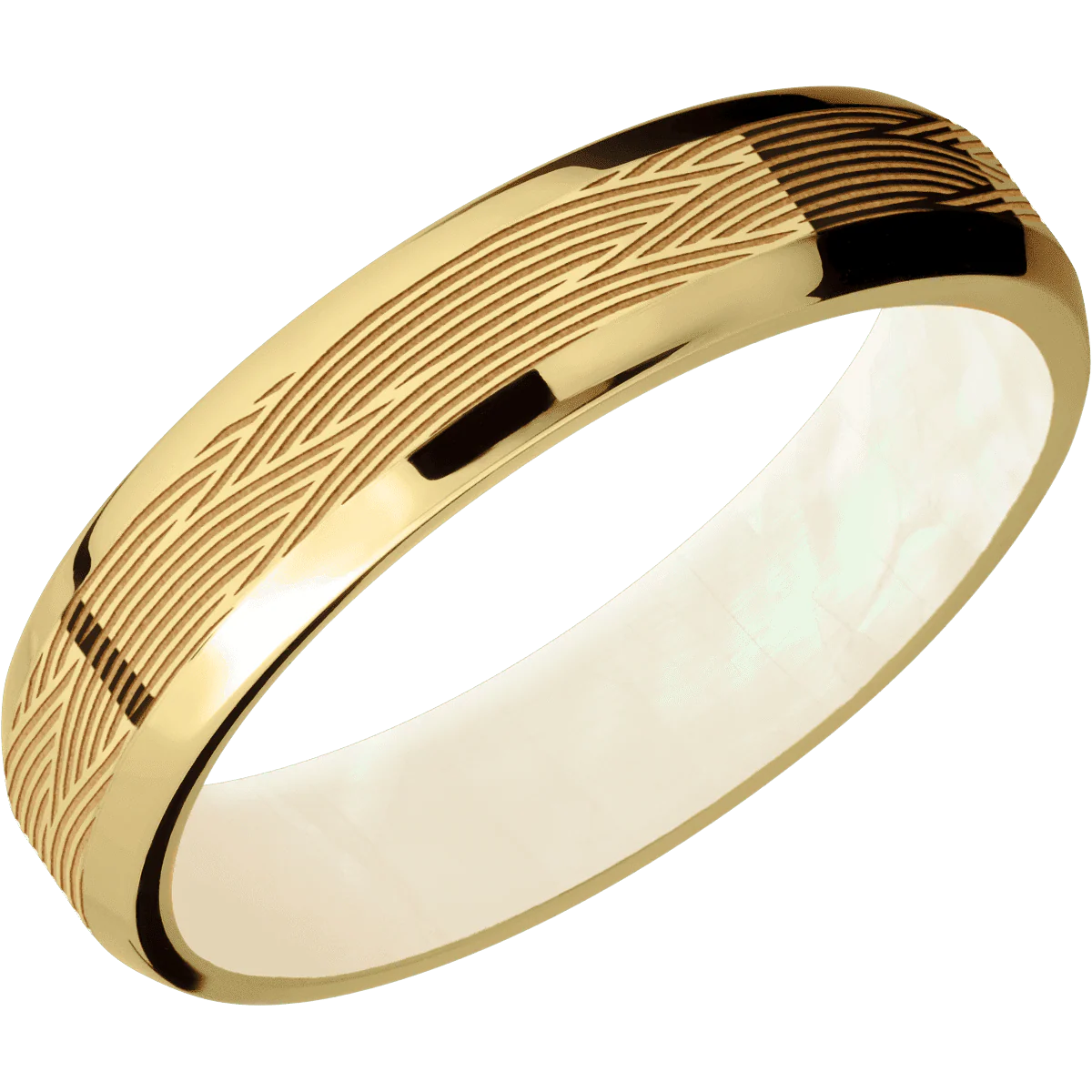 18K Yellow Gold + Polish , Polish Finish + Freshwater Mother of Pearl - Image 2