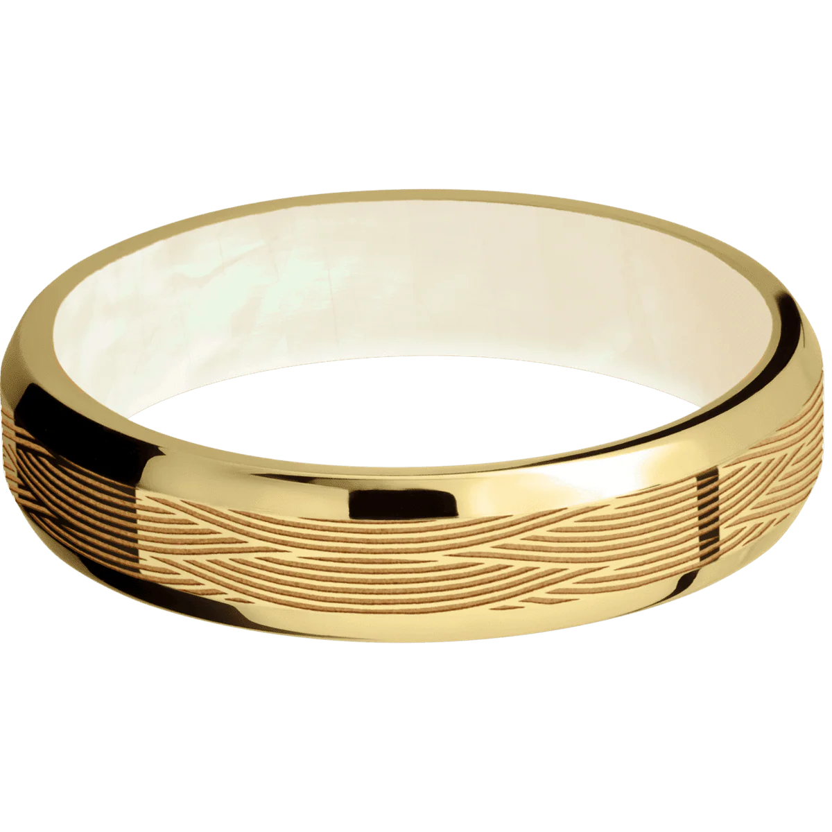 18K Yellow Gold + Polish , Polish Finish + Freshwater Mother of Pearl - Image 3