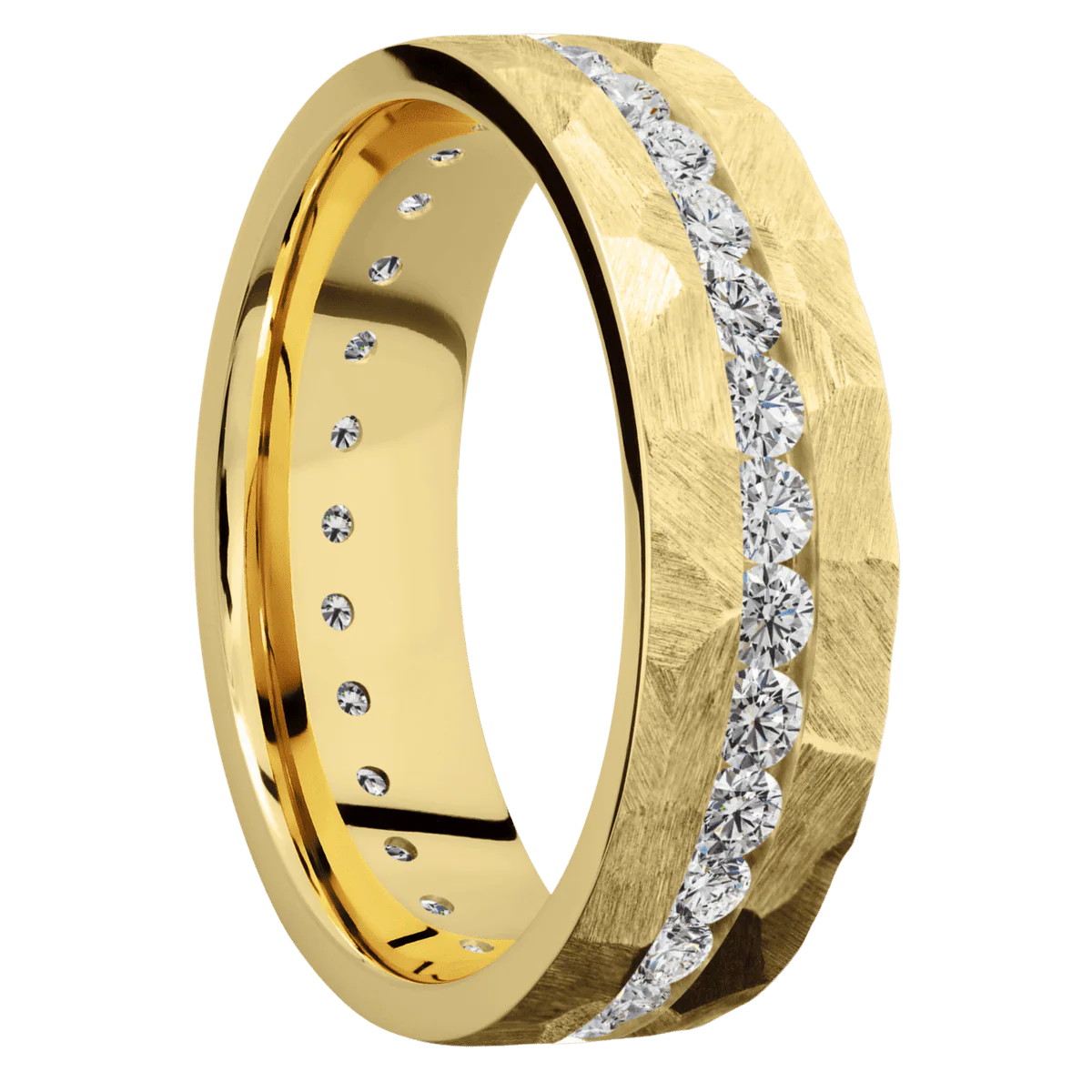 18K Yellow Gold + Rock Finish