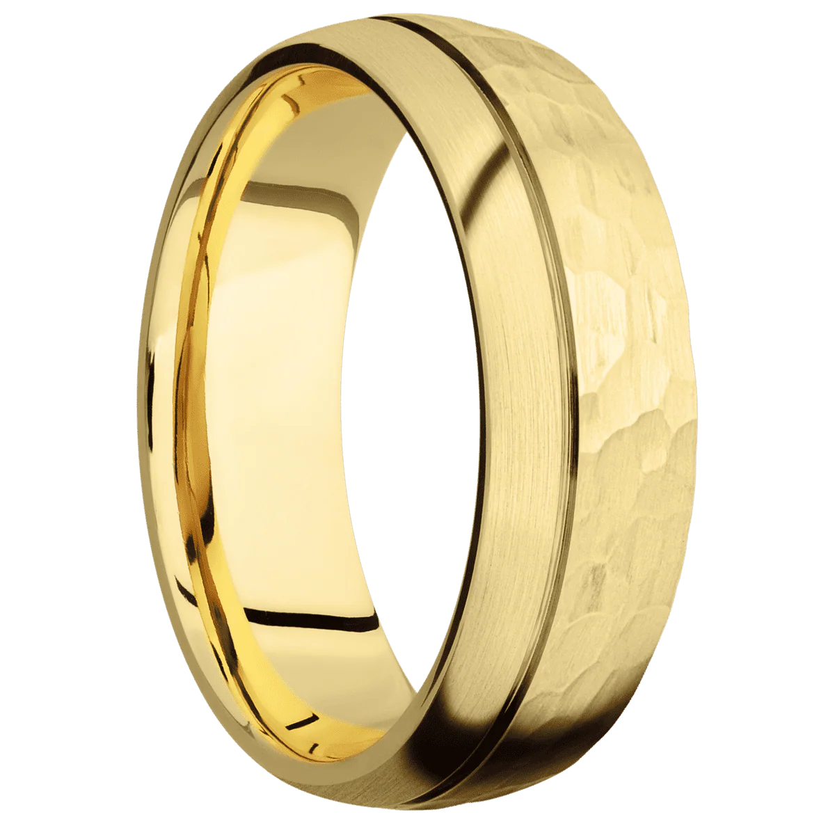 22K Yellow Gold + Hammer , Satin Finish
