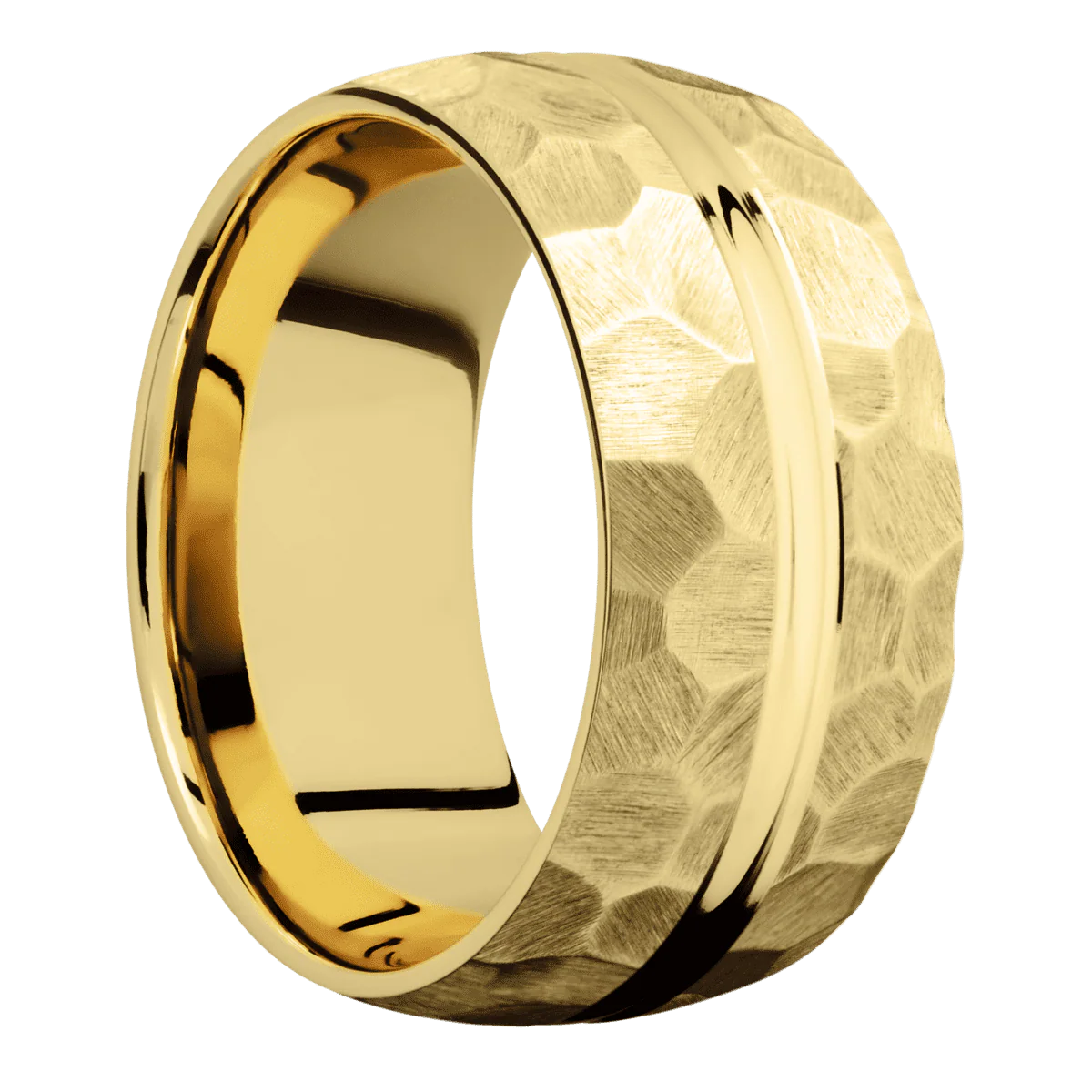 22K Yellow Gold + Polish , Rock Finish