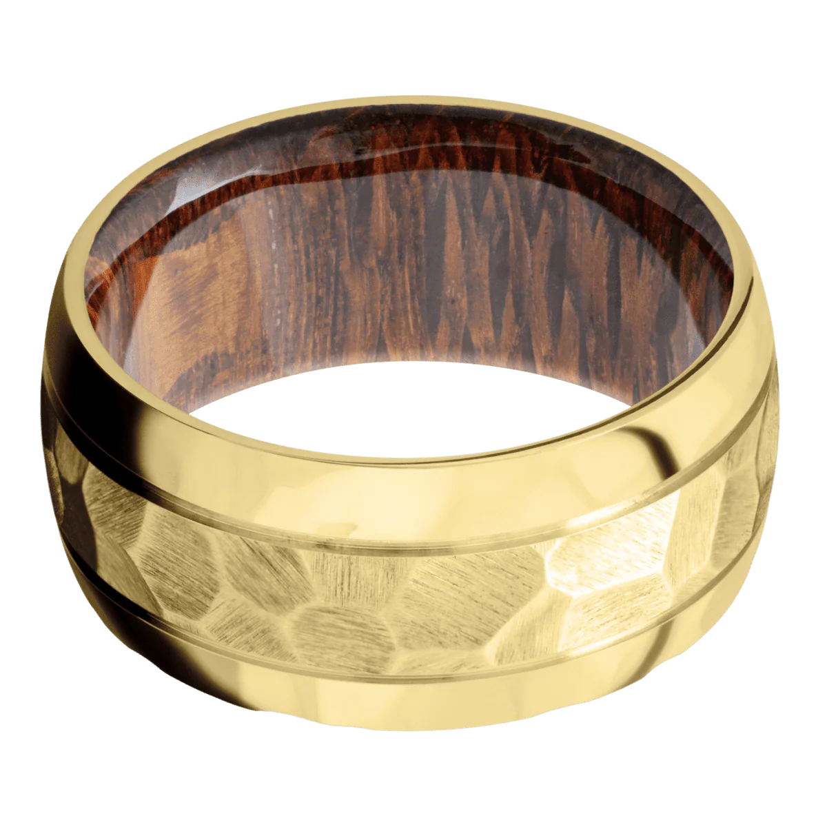 22K Yellow Gold + Rock , Rockpolish Finish + Leopard Wood - Image 3