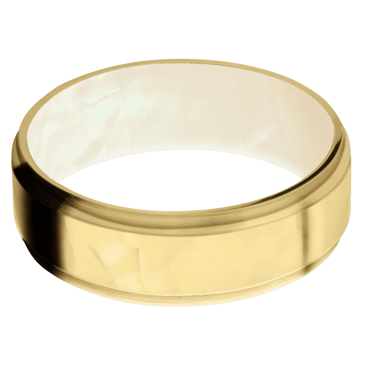 22K Yellow Gold + Rockpolish , Satin Finish + Freshwater Mother of Pearl - Image 3