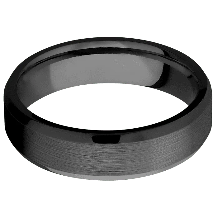 6mm wide Beveled Black Titanium Ring with Satin Finish - Image 3