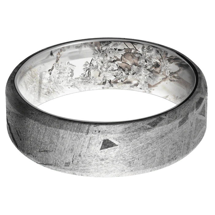 7mm wide Beveled Meteorite Ring / Kings Snow Camo Sleeve - Image 3