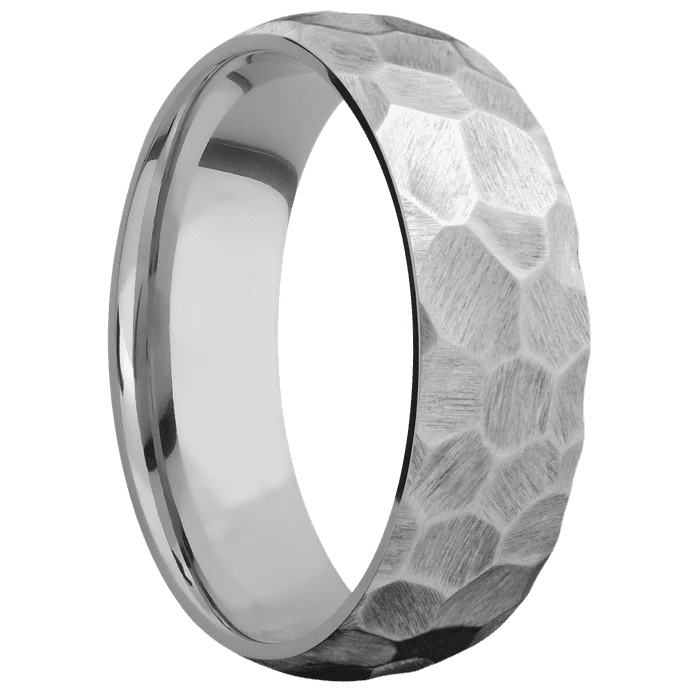 7mm wide Domed Titanium Ring with Rock Finish - Image 2