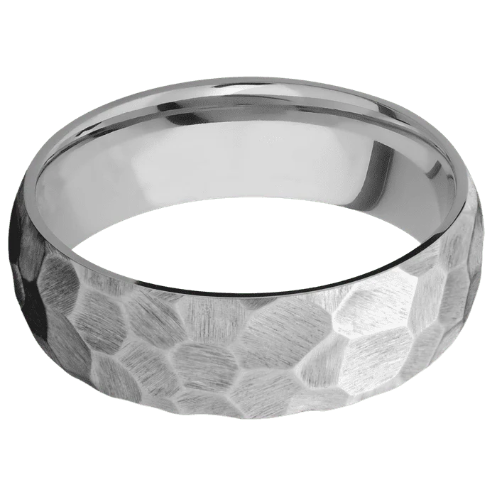 7mm wide Domed Titanium Ring with Rock Finish - Image 3