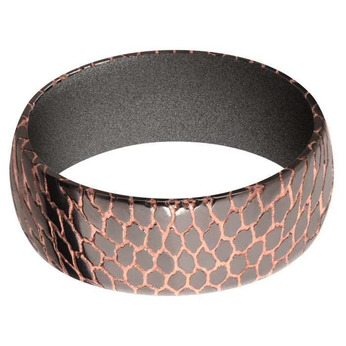 8mm wide Domed Superconductor Ring with Polish Etched Superconductor Finish / Gun Metal Grey Cerakote Sleeve - Image 3
