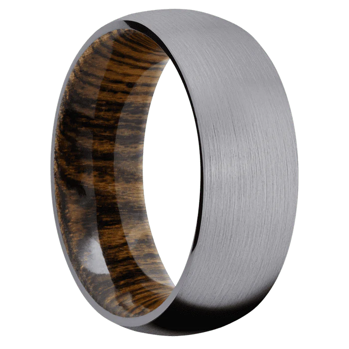 8mm wide Domed Tantalum Ring with Satin Finish / Bocote Sleeve - Image 2