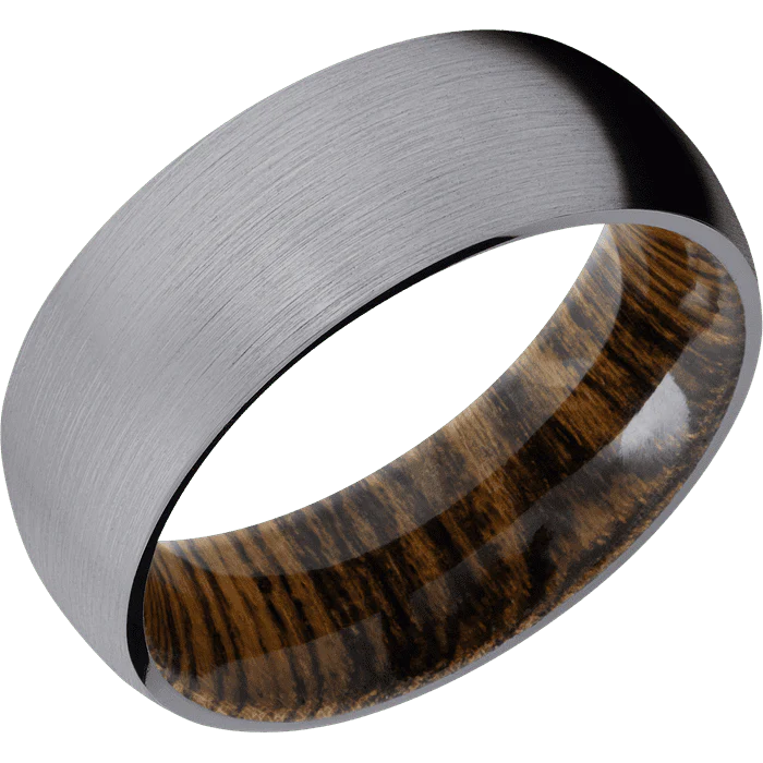 8mm wide Domed Tantalum Ring with Satin Finish / Bocote Sleeve