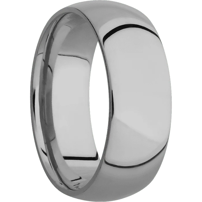 8mm wide Domed Titanium Ring with Polish Finish - Image 2