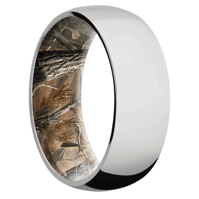 8mm wide Domed Titanium Ring with Polish Finish / RealTree AP Camo Sleeve - Image 2